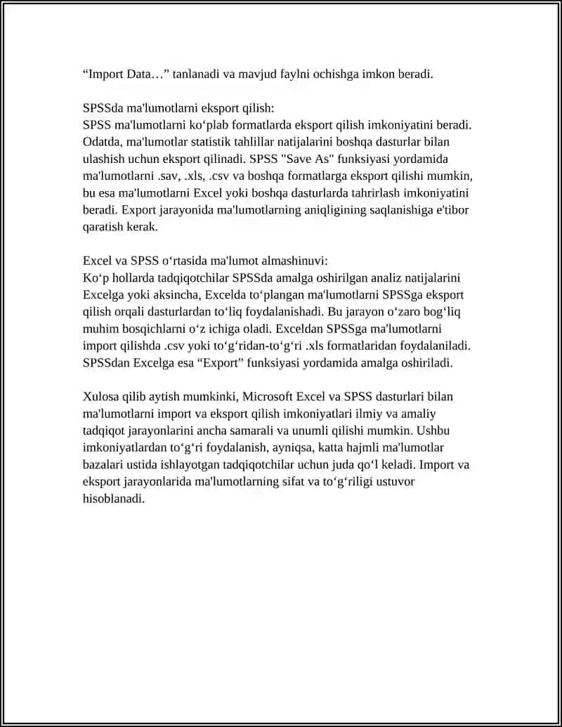 EXCEL SPSS KOMPUTER DASTURLARIDA MA'LUMOTLARNI TASHKIL QILISH 4