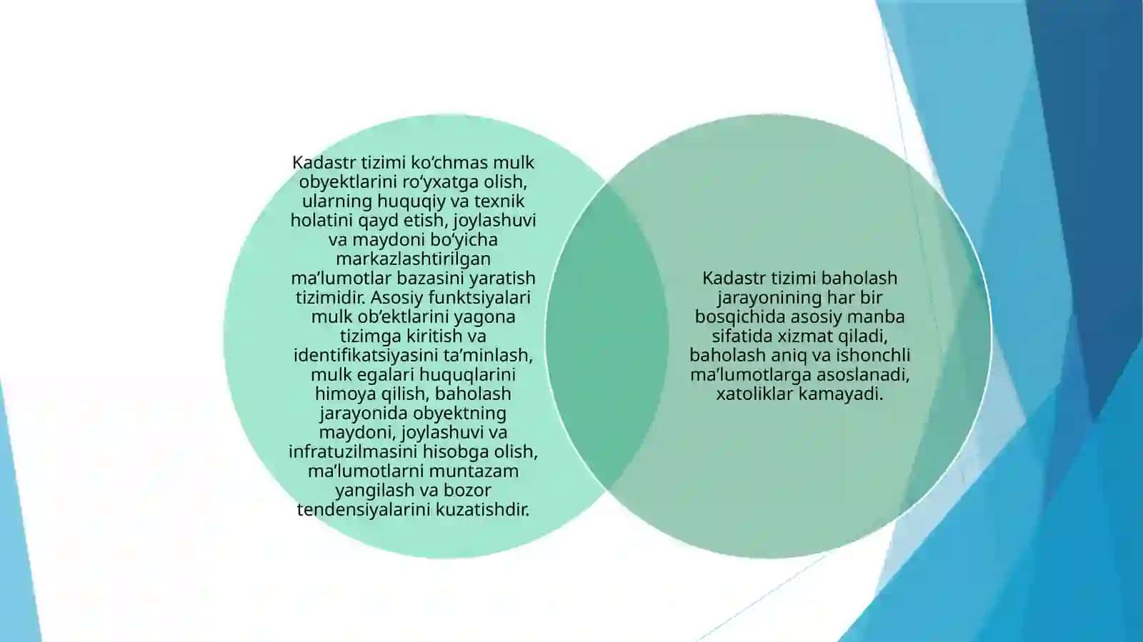 Ko’chmas mulk obyektlarini baholashda Kadastr tizimining o’rni va roli 4