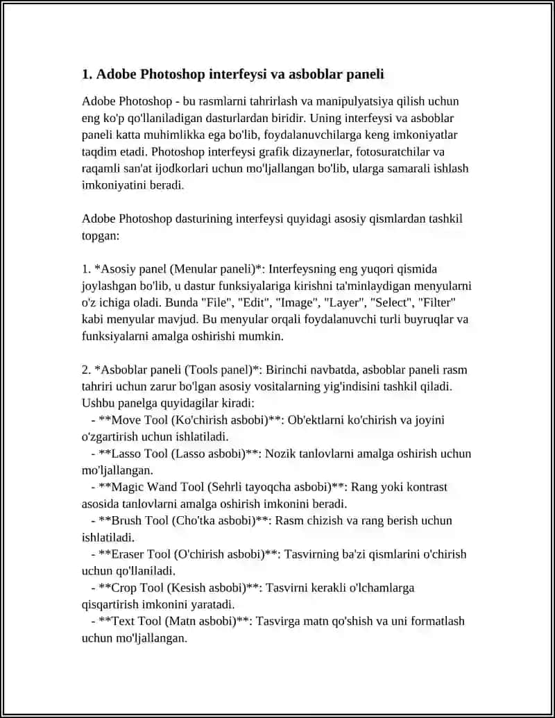 ADOBE PHOTOSHOP DASTURIDA KOLLAJ TAYYORLASH 4