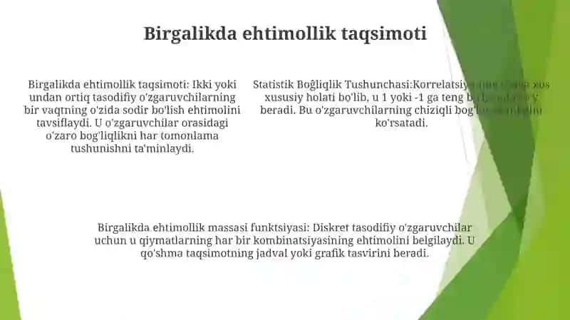 Statistik Boĝliqlik Tushunchasi 4