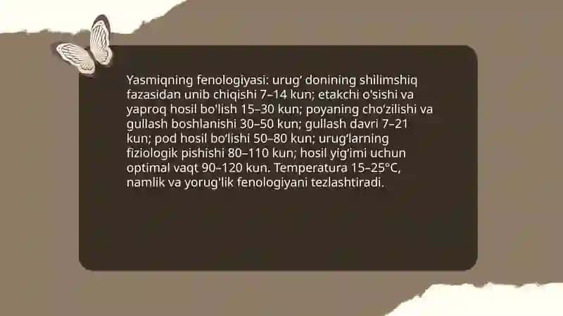 Yasmiq biologiyasi va yetishtirish texnologiyasi 4