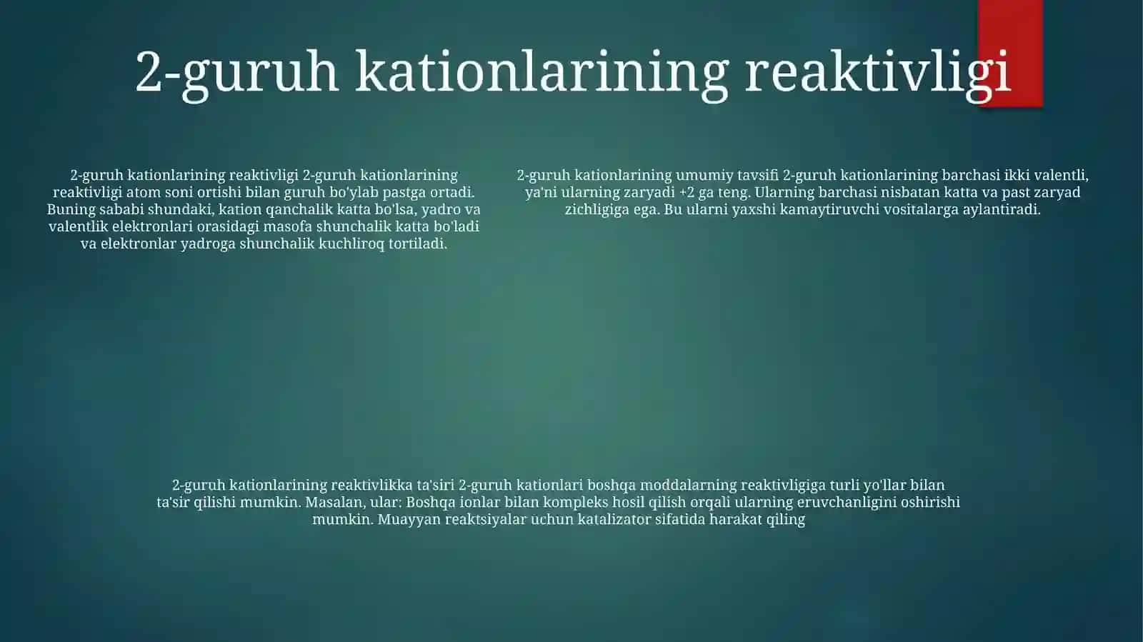 2-Guruh Kationlarining Umumiy Tavsifi Va Guruh Reagentining Ta'Siri 4