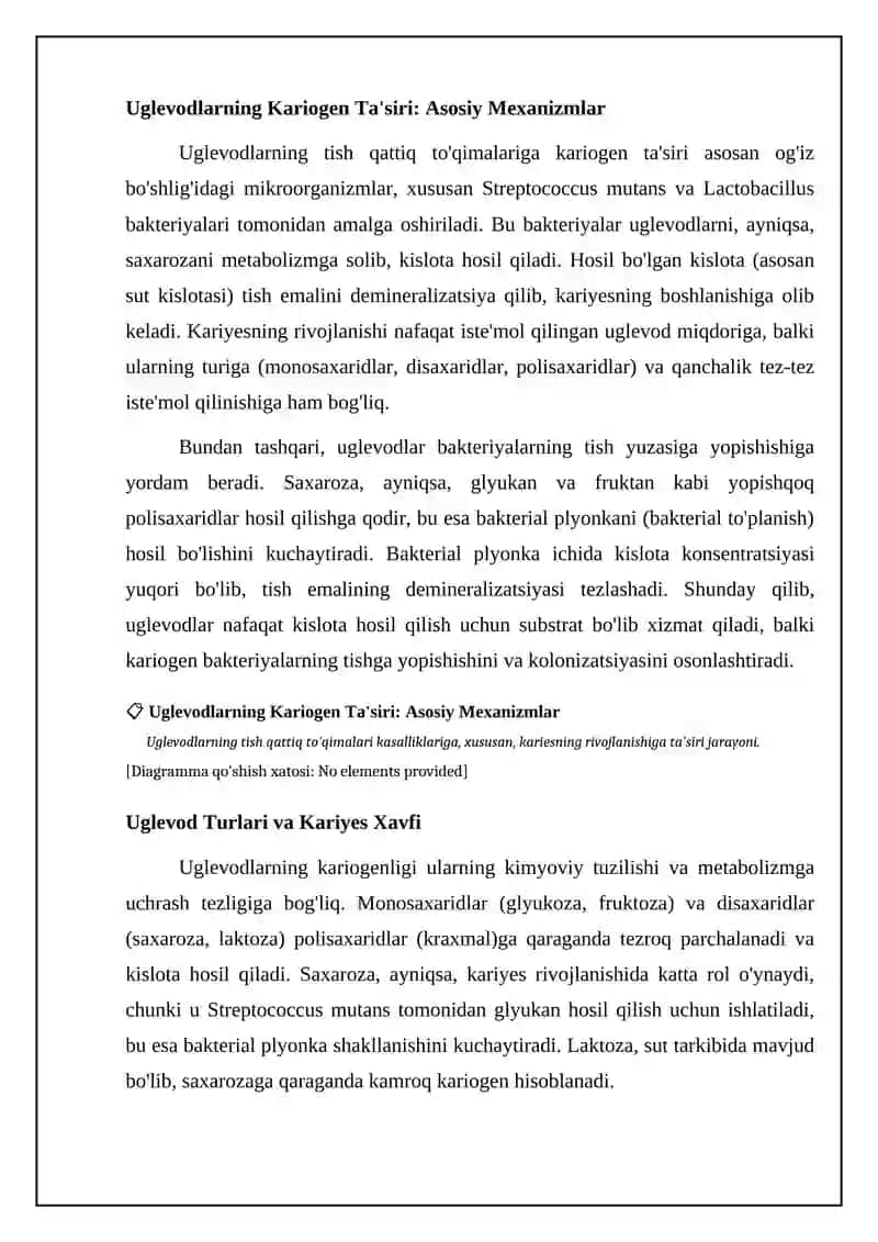 Tish qattiq to'qimasi kasalliklarini kelib chiqishida uglevodlarning ro'li 4