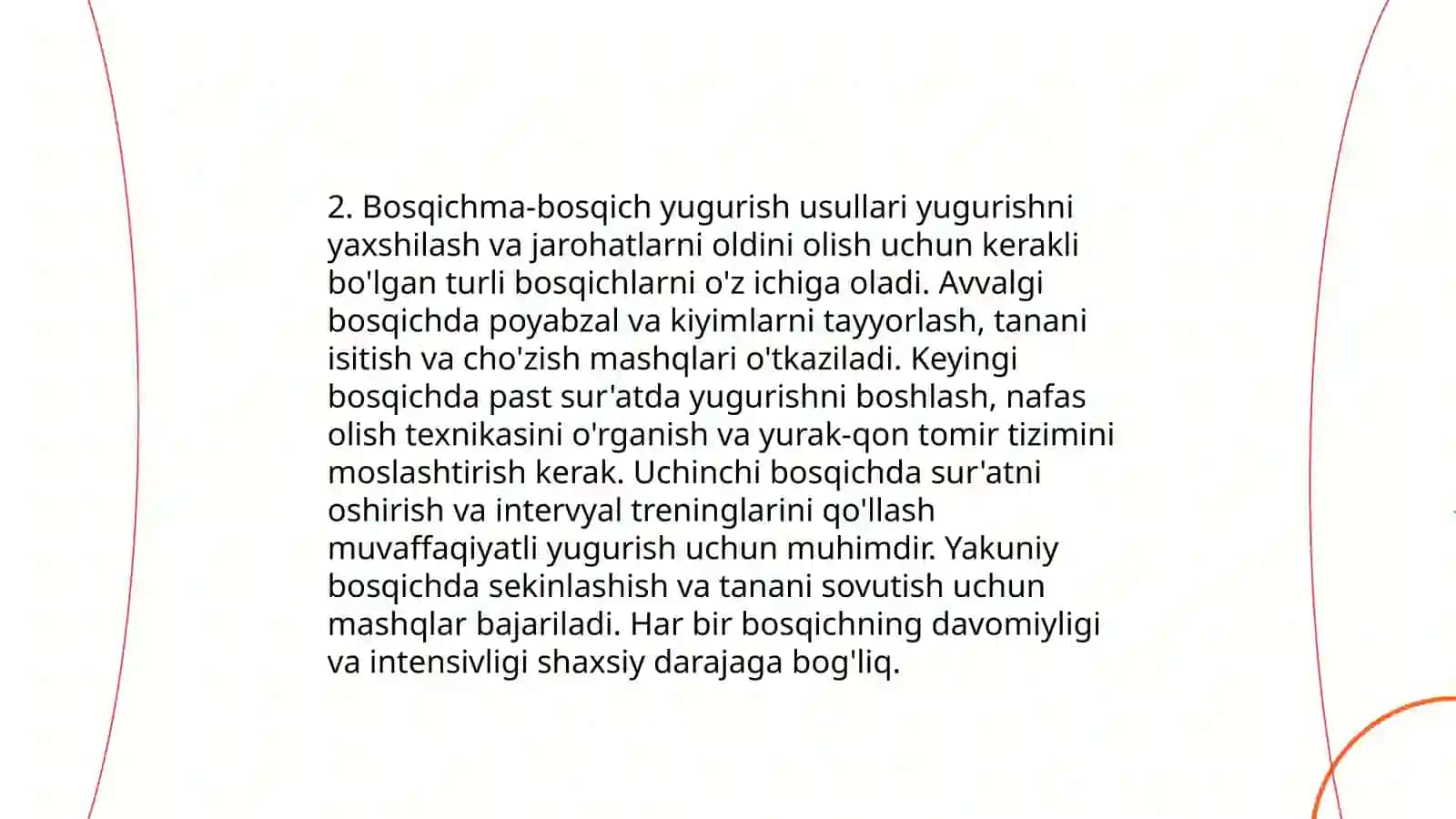 Yengil atletika: oʻrta masofaga yugurish texnikasini oʻrgatish 4
