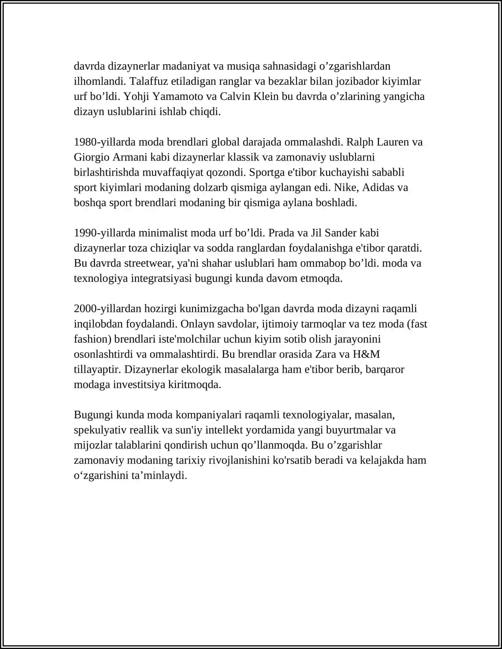 ZAMONAVIY KIYIM KONSTRUKTIV TUZILISHINI TAXLIL QILISH 4