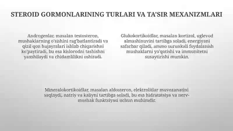 Steroid garmonlarining sportchi chidamkorligiga ta’siri 4