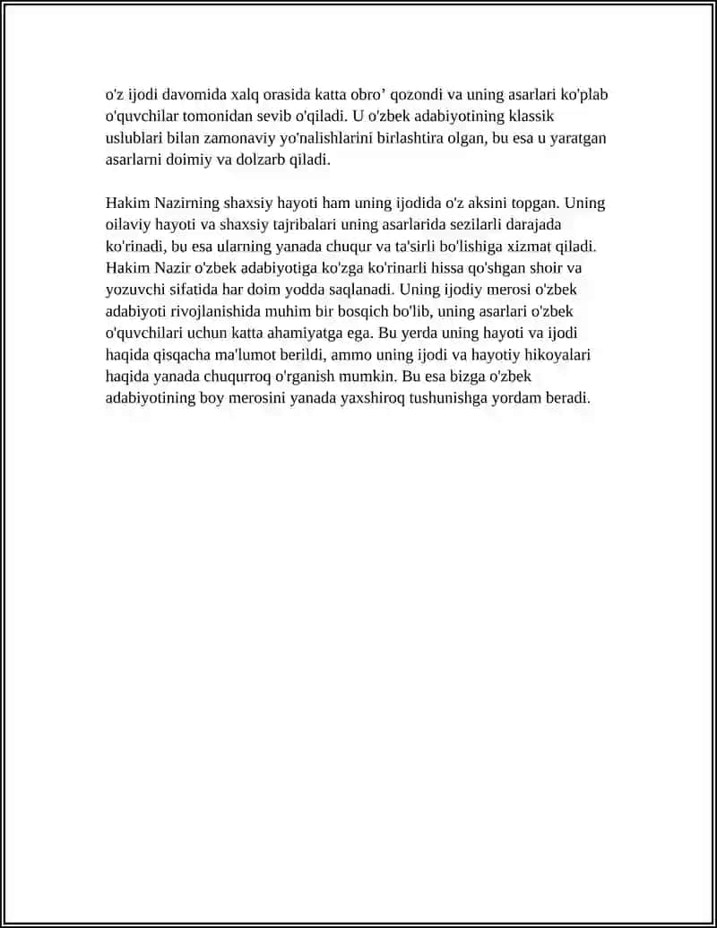 HAKIM NAZIR HAYOTI VA IJODIGA REFERAT 4