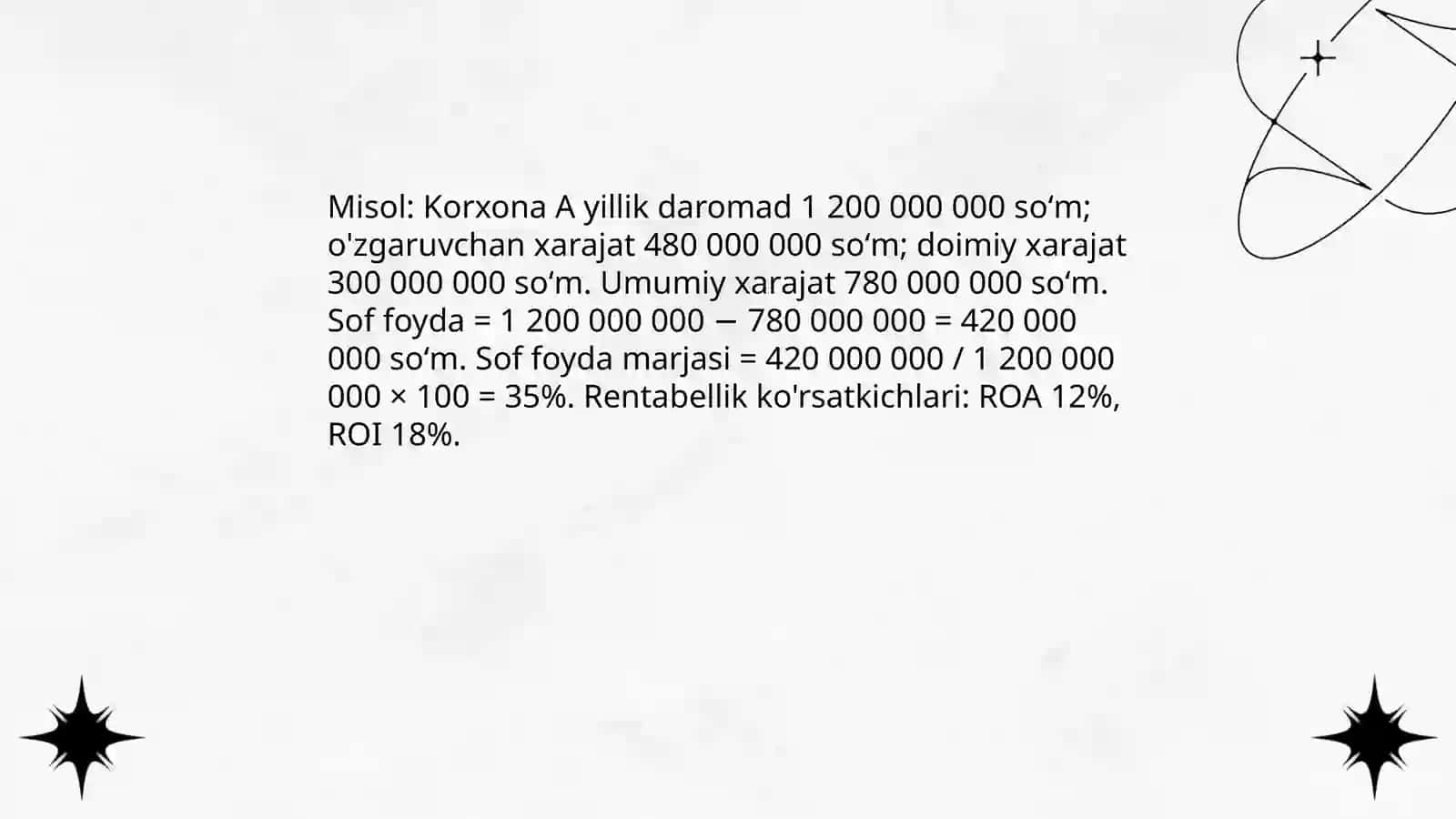 Korxonalarda moliyaviy natijalar va rentabekllik tahlili 4
