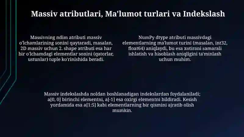 NumPy kutubxonasidan foydalanish 4