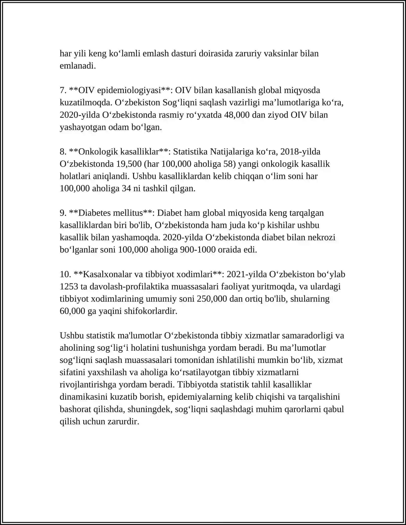 TIBBIY-BIOLOGIK MASALA MISOLIDA MATEMATIK STATISTIKA ELEMENTLARI, GENERAL VA TANLOV MAJMUALAR, TASODIFIY KATTALIKLARNING TAQSIMOT QONUNINI YORITIB BERISH 4