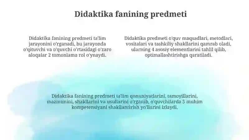 Didaktika tushunchasining mazmuni, fanning predmeti, maqsad va vazifalari 4