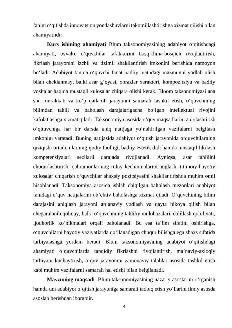 Blum taksonomiyasi va uning adabiyot o‘qitishdagi ahamiyati 4