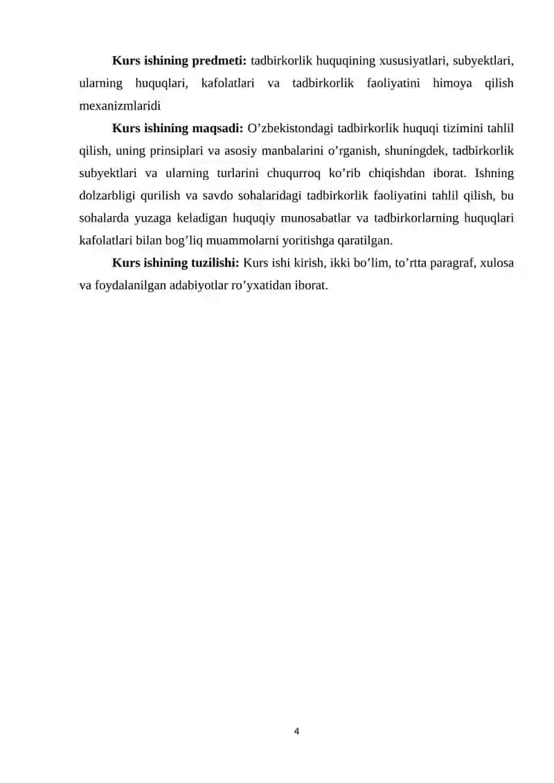 Tadbirkorlik faoliyati tushunchasi va belgilari 4