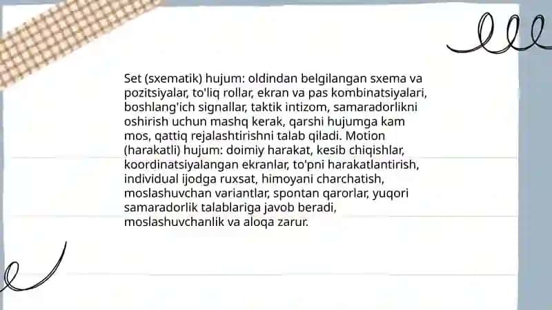 Basketbol o'yin taktikasining tasnifi 4