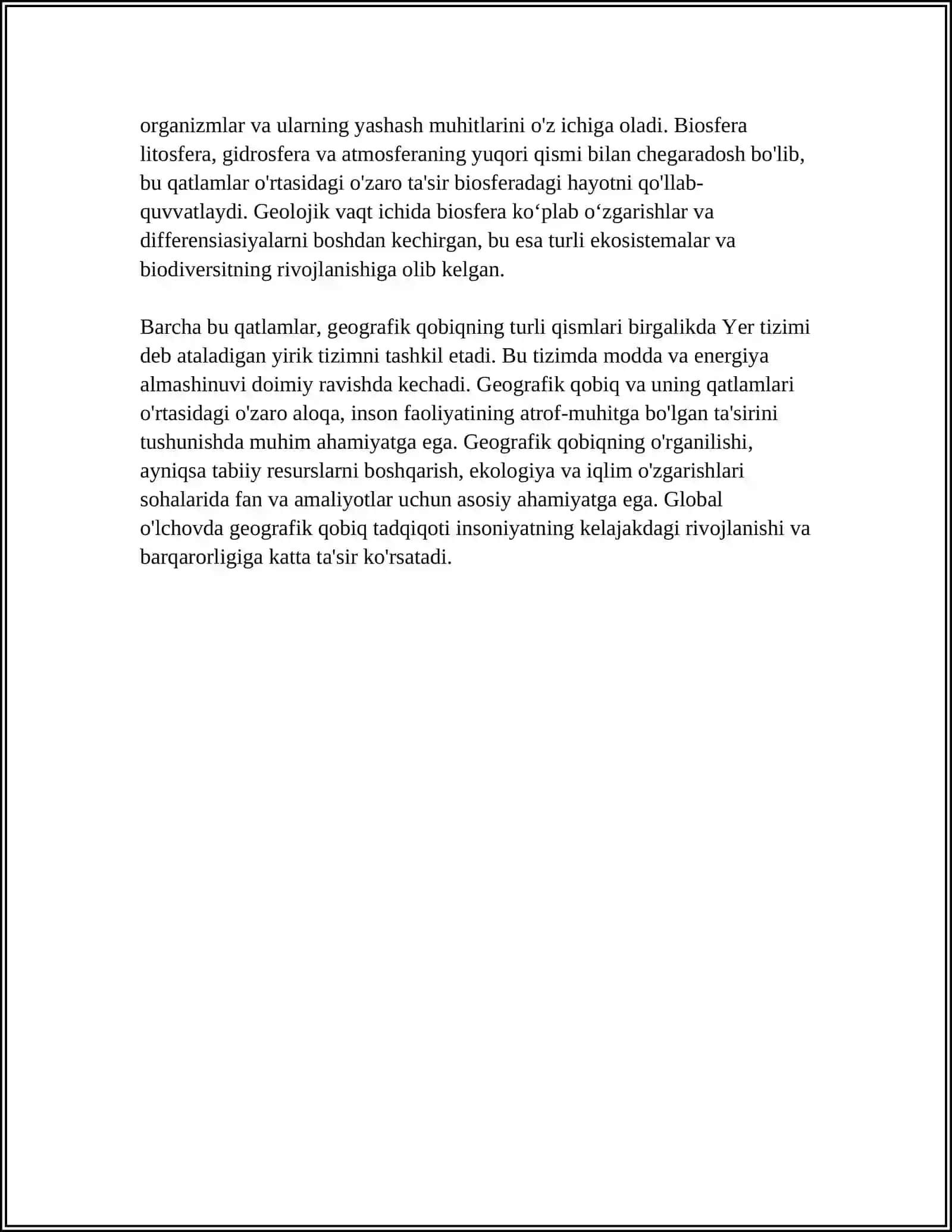 QARAQALPAQSTAN MAMLEKETLIK UNIVERSITETI GEOGRAFIYA HAM TABIYIY RESURSLAR REFERAT 4