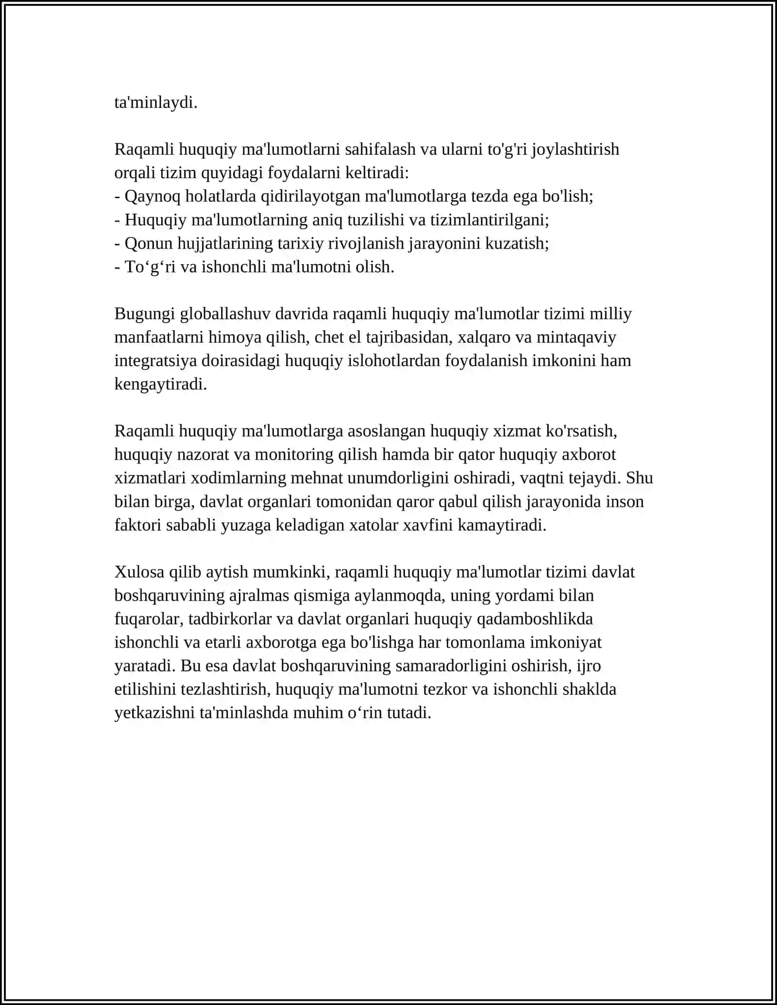 O'ZBEKISTONDA YURIDIK SOHA UCHUN MILLIY RAQAMLI HUQUQIY MA'LUMOTLAR ARXIVLASH TIZIMINI YARATISH 4