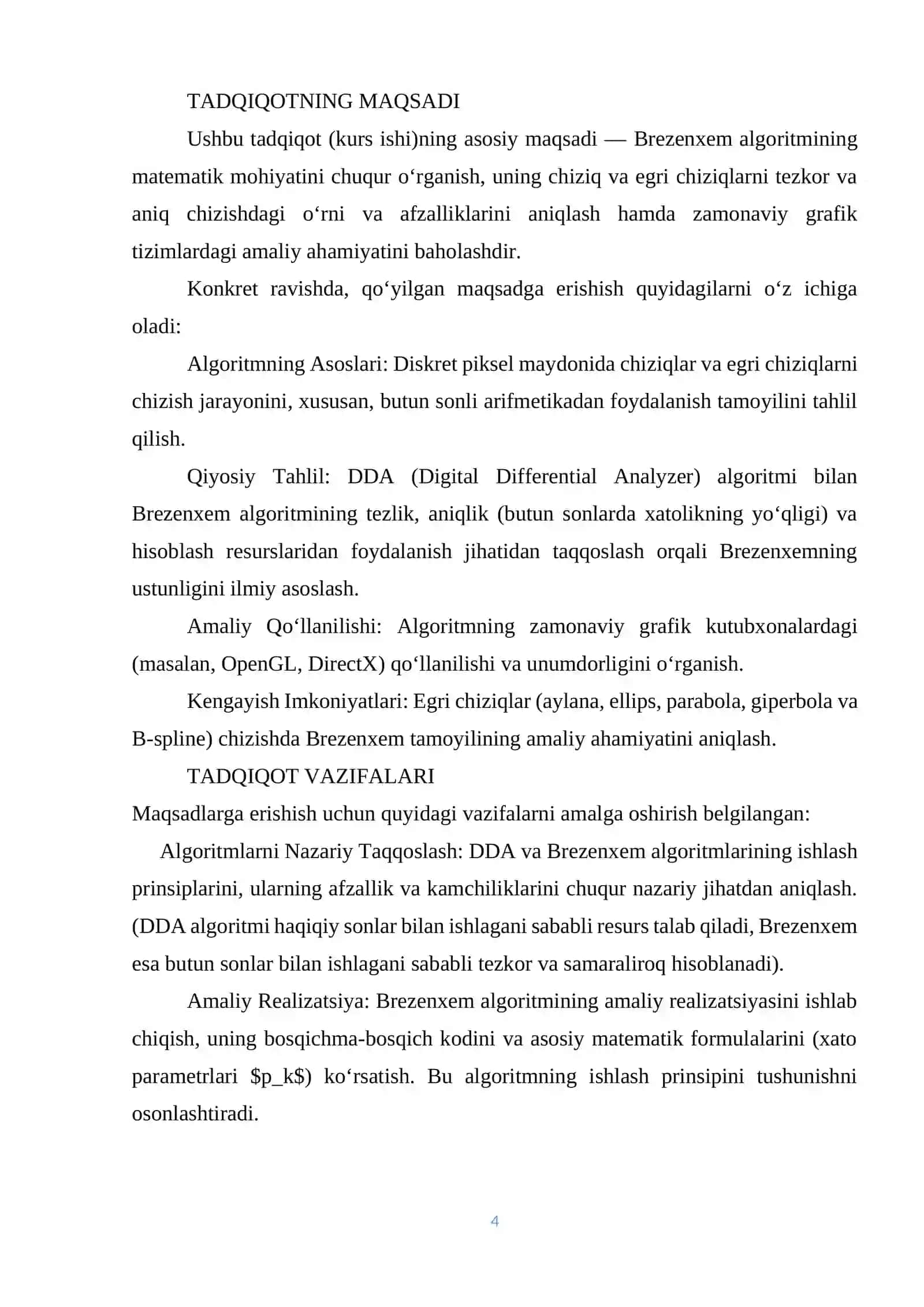 Brezenxli algoritmi va egri chiziqlarni chizishdagi roli 4