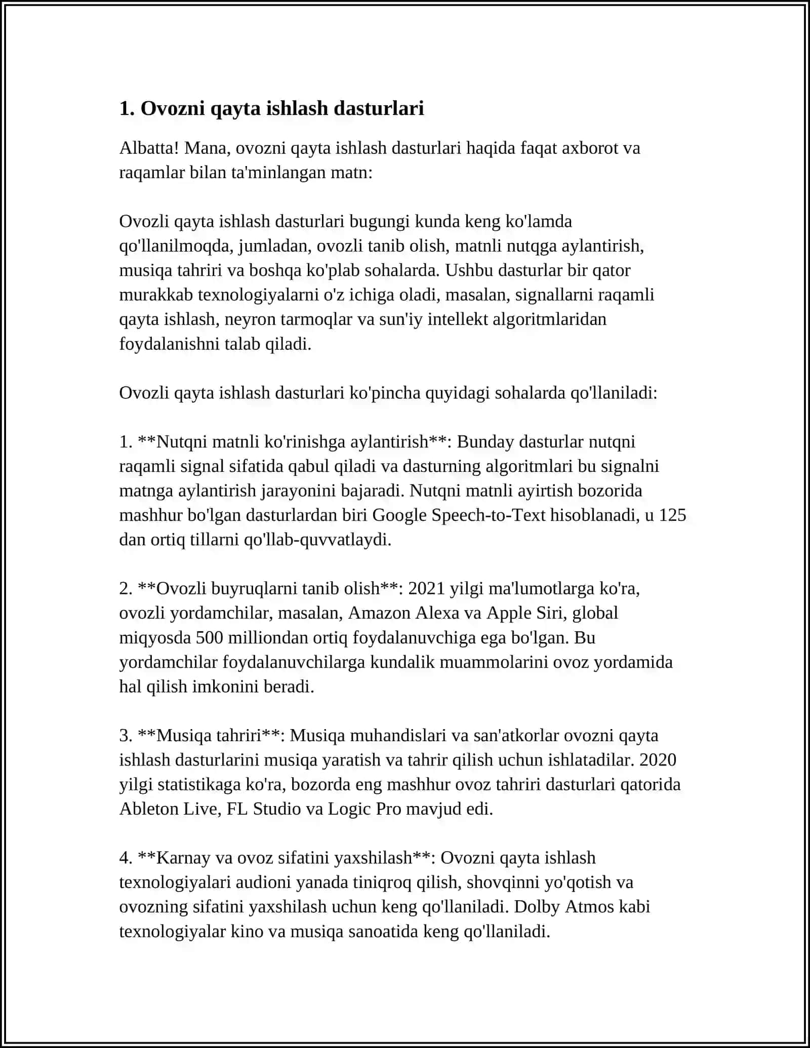 OVOZNI QAYTA ISHLASH VA TINGLASH UCHUN DASTURIY MAHSULOTLAR 4