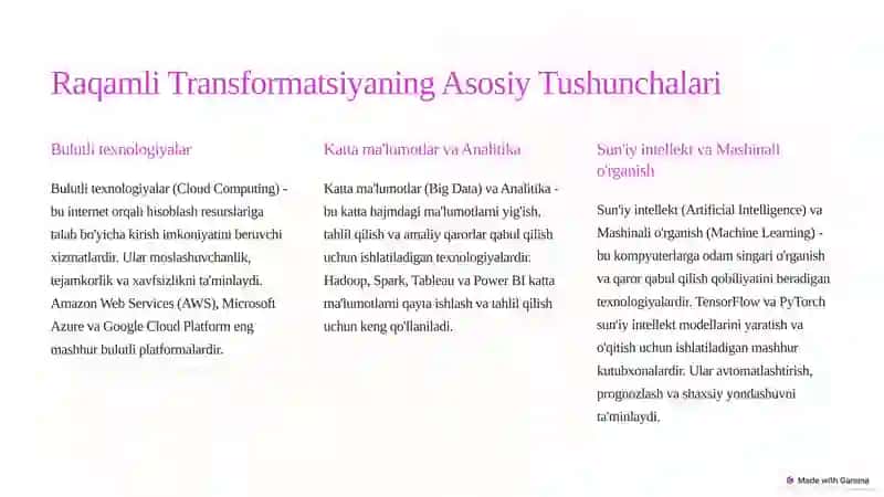 Raqamli Transformatsiyaga 4