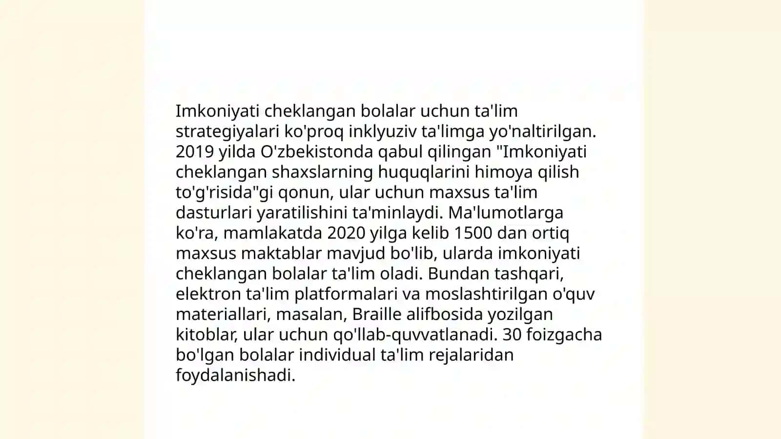 Imkoniyati chehlangan bolalarni inklyuziv talim va tarbiyalash konsepsiyasini órganish va slayd tayyorlash 4