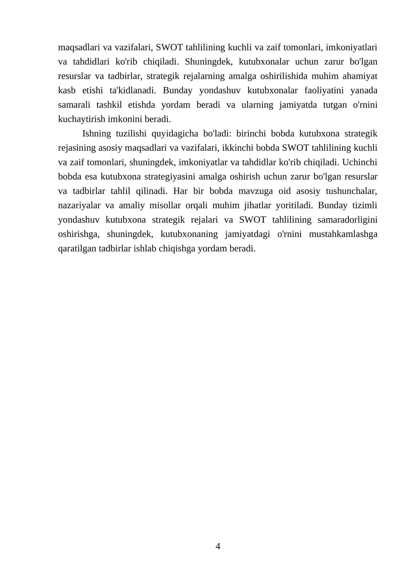 Kutubxona stratigig rejasi va SWOT tahlili 4