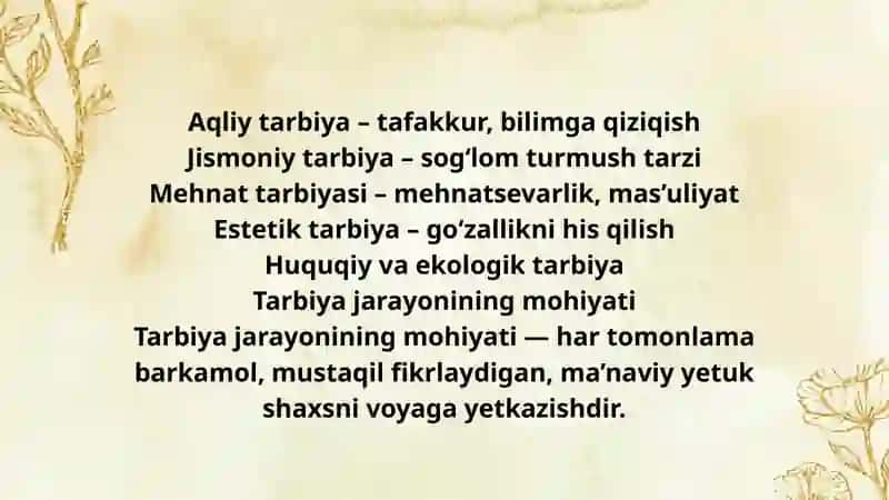 Tarbiya jarayonining mazmuni 4