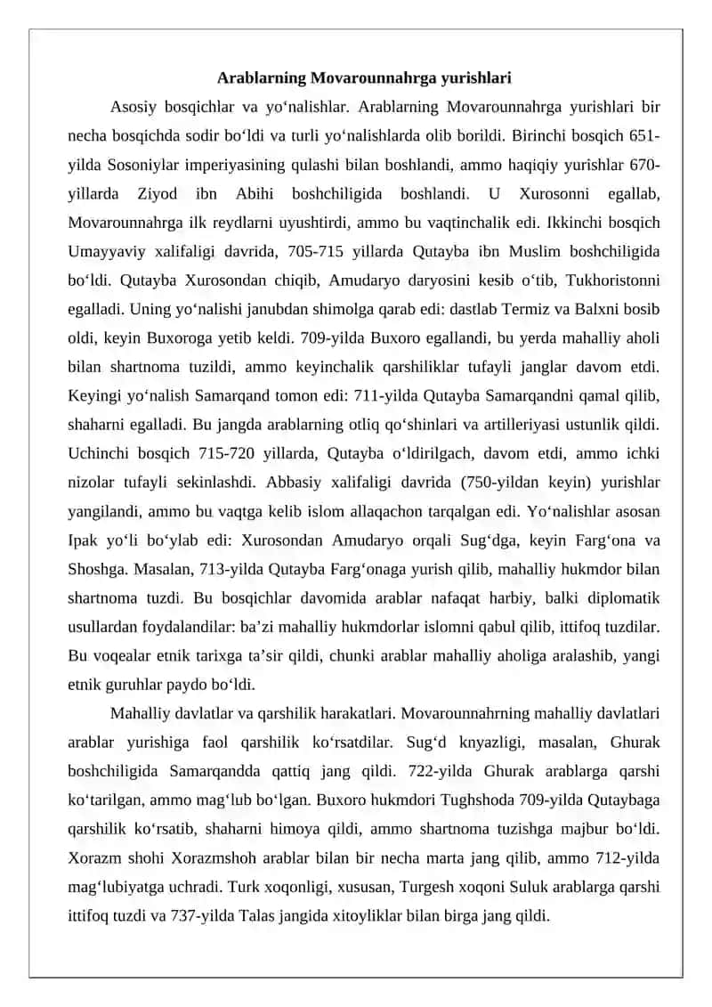 Arablar istilosi va ularning etnik tariximizdagi o‘rni 4