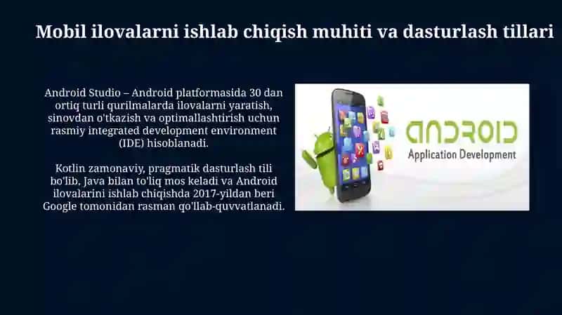 Dasturlash va mobil ilovalar yaratish 4