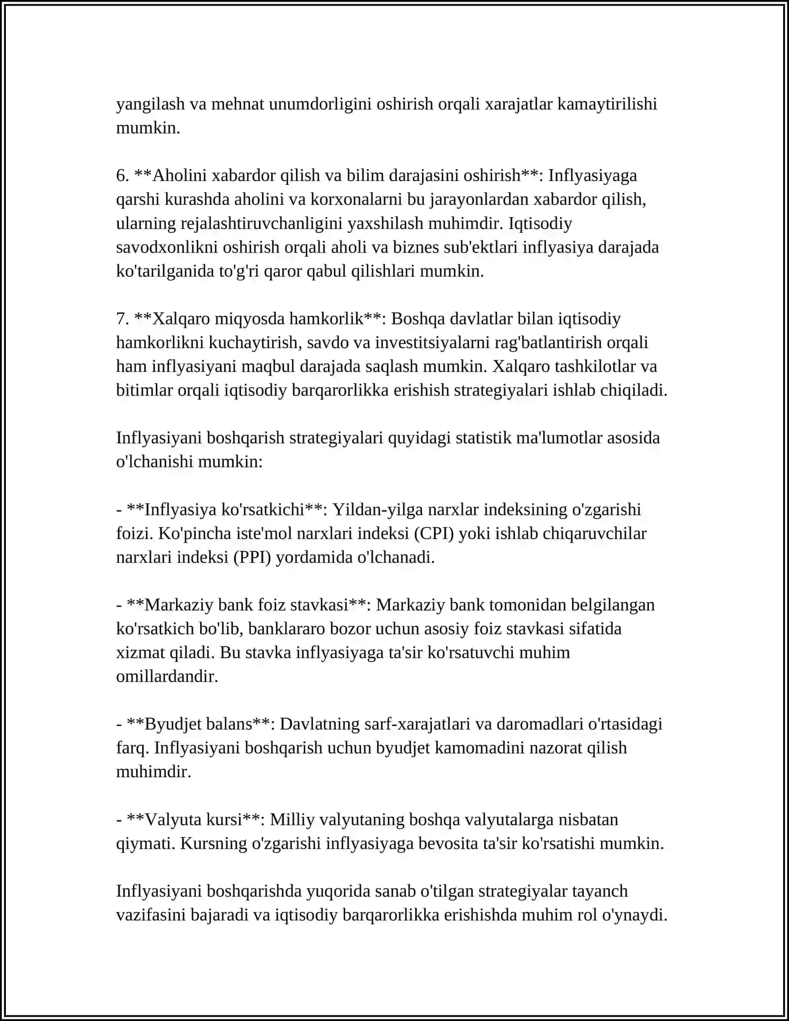 RIVOJLANGAN MAMLAKATLARDA INFLYASIYAGA QARSHI SIYOSATNING XUSUSIYATLARI 4