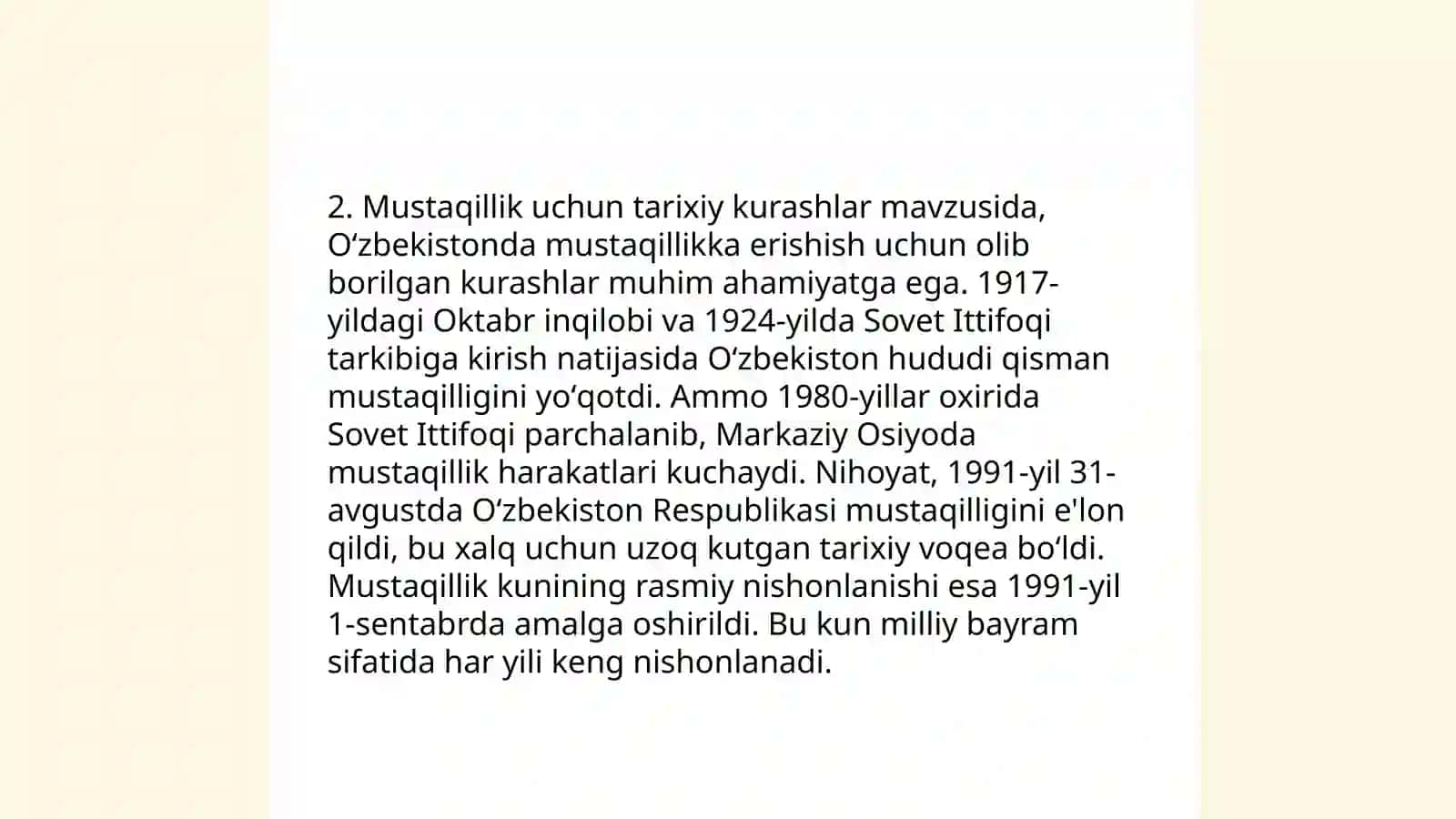 Oʻzbekistonda mustaqillik gʻoyalarining tarixiy asoslari 4
