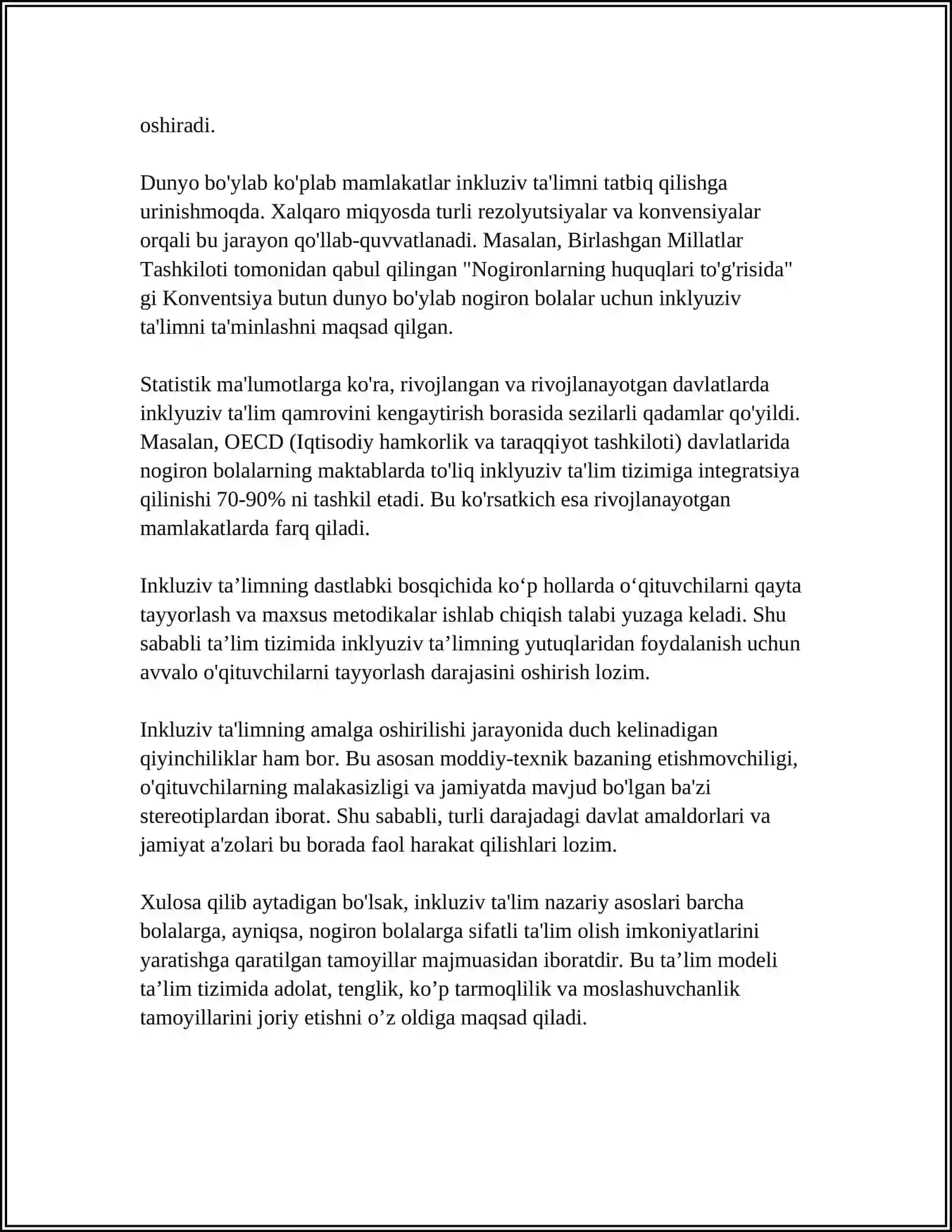 BOSHLANG'ICH SINFLARDA INKLYUZIV TA'LIM JARAYONINI TASHKIL ETISH XUSUSIYATLARI 4