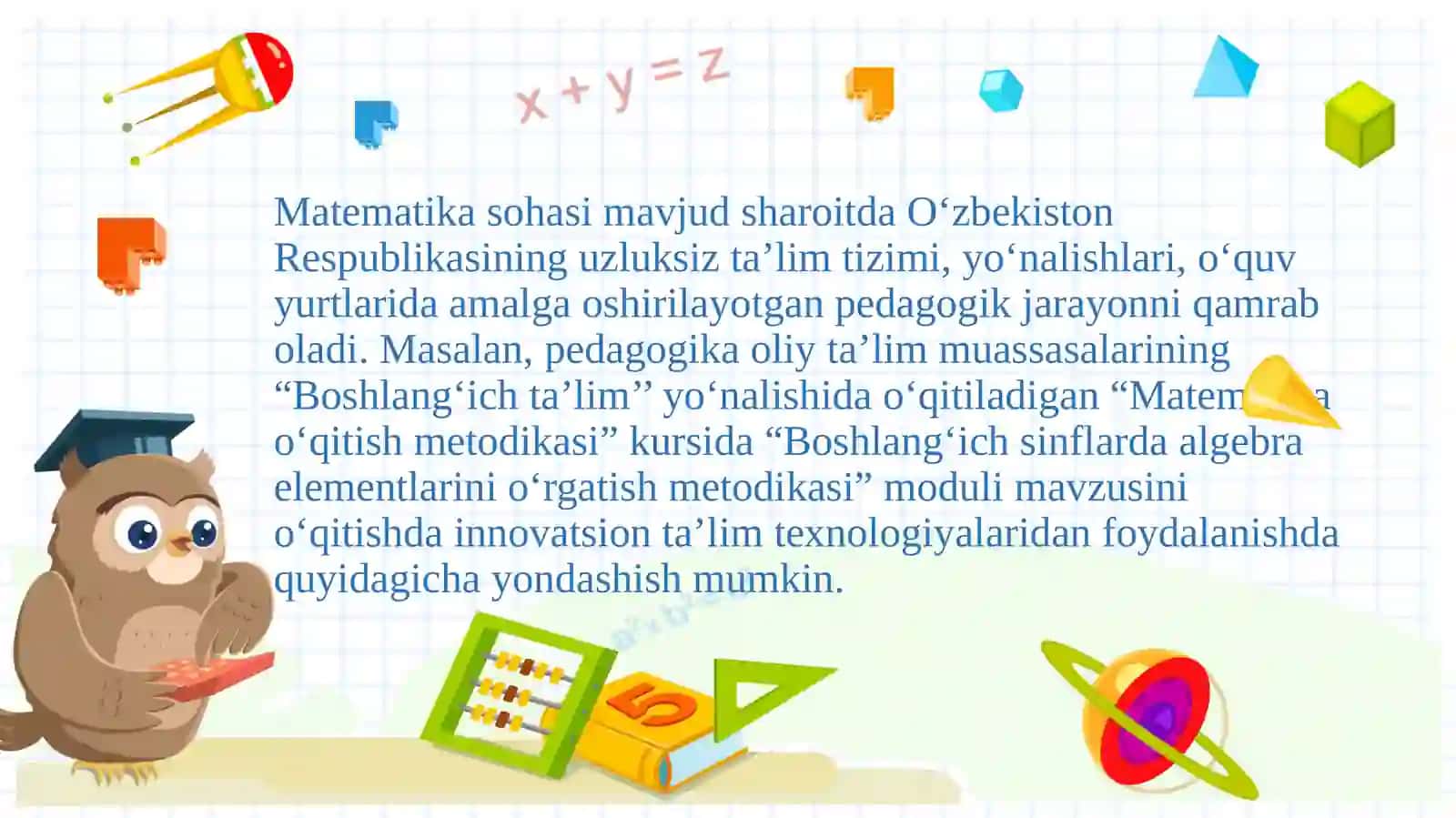 Boshlang’ichsinflaalgebraelementlarinio’qitishmetodikasi 4