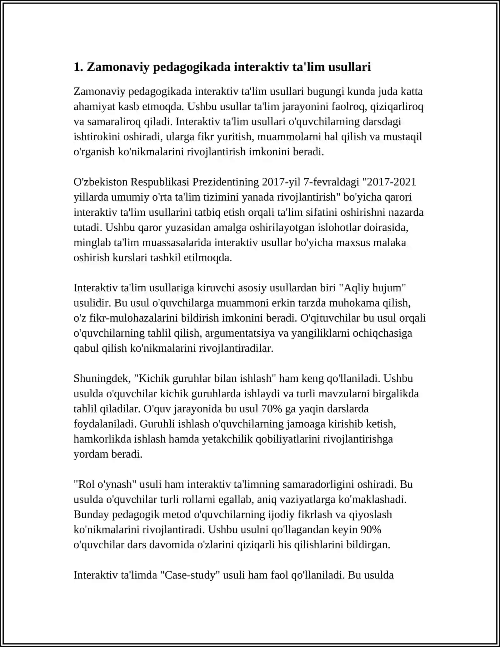 ZAMONAVIY PEDAGOGIKADA TARBIYA METODLARI VA SHAKLLARI 4