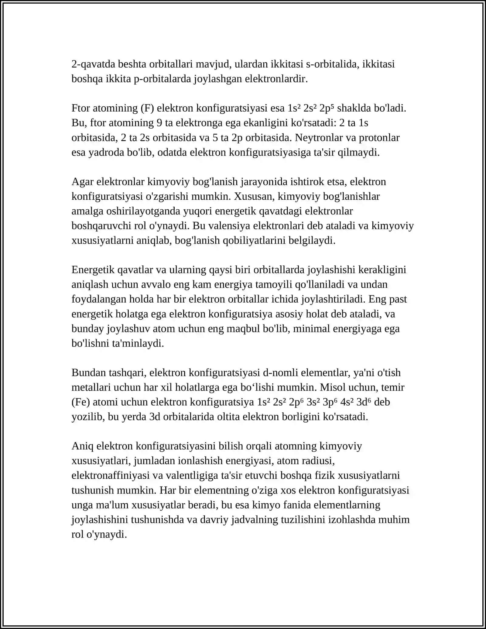 KIMYOVIY BIRIKMALARNING ELEKTRON TUZILISHI VA XOSSALARI 4