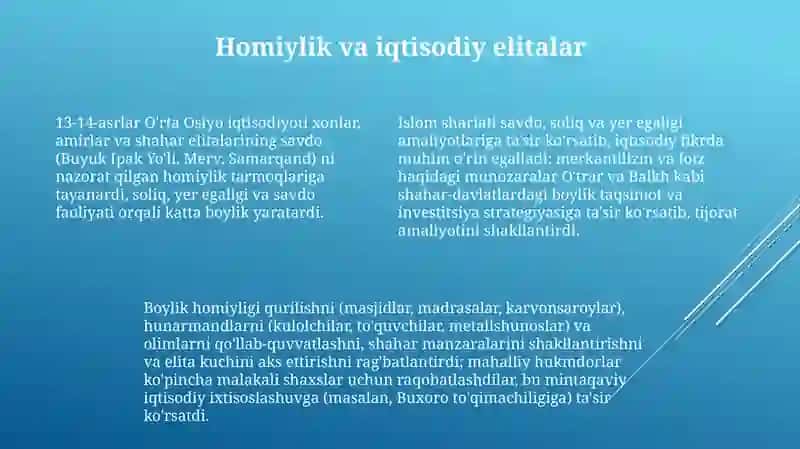 Oʻrta Osiyodagi Temuriylar davrigacha boʻlgan iqtisodiy gʻoyalari 4