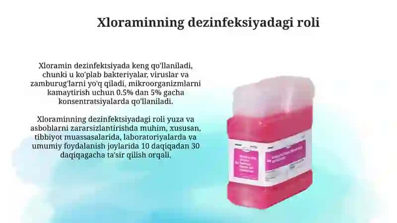 0,5% Xloramin eritmasini tayorlash va qo'llash bo'yicha qo'llanma 4