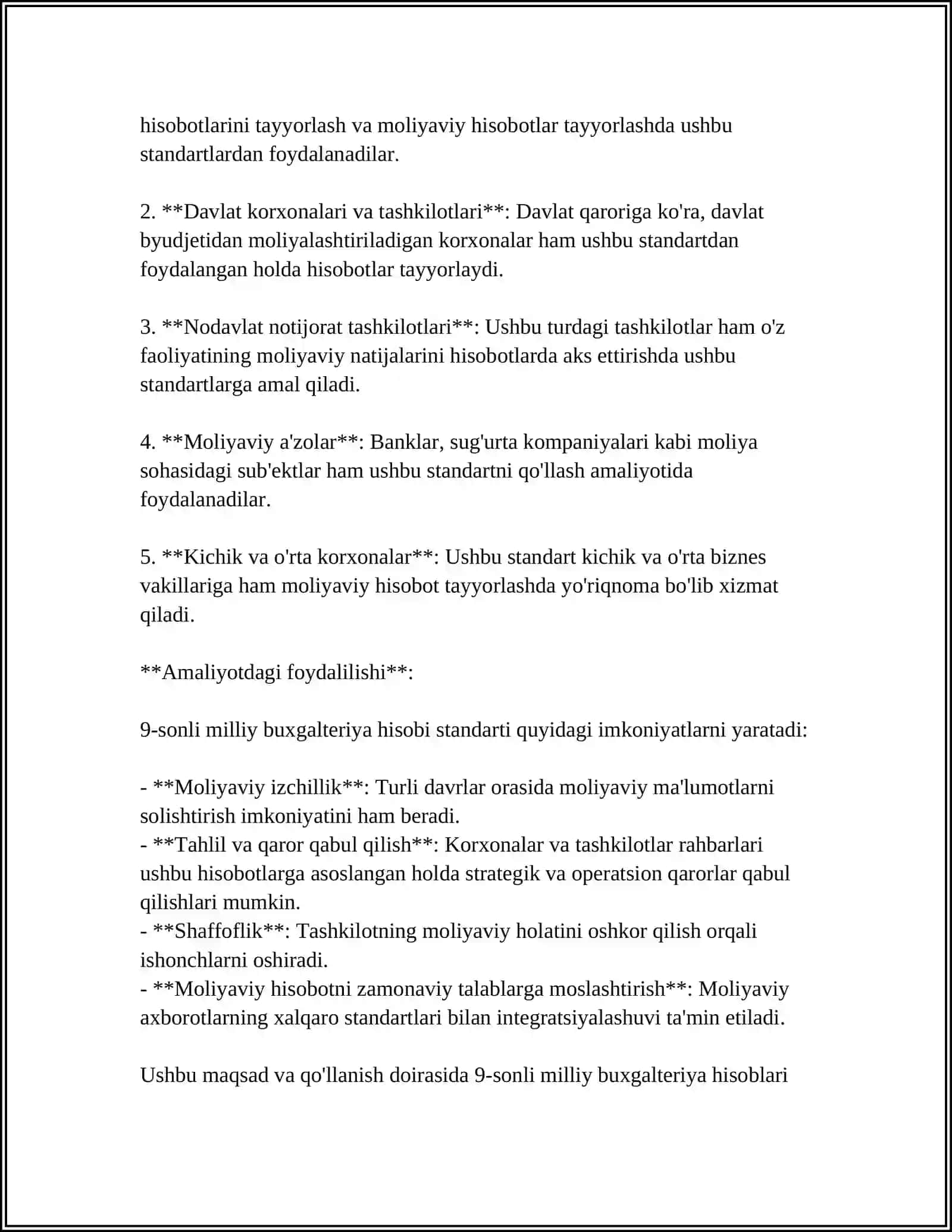 9 SONLI BUGʻALTERIYA HISOBINI MILLIY STANDARTI 4