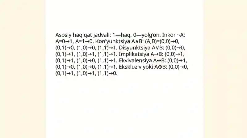 Mulohazalar algebrasi formulalari 4