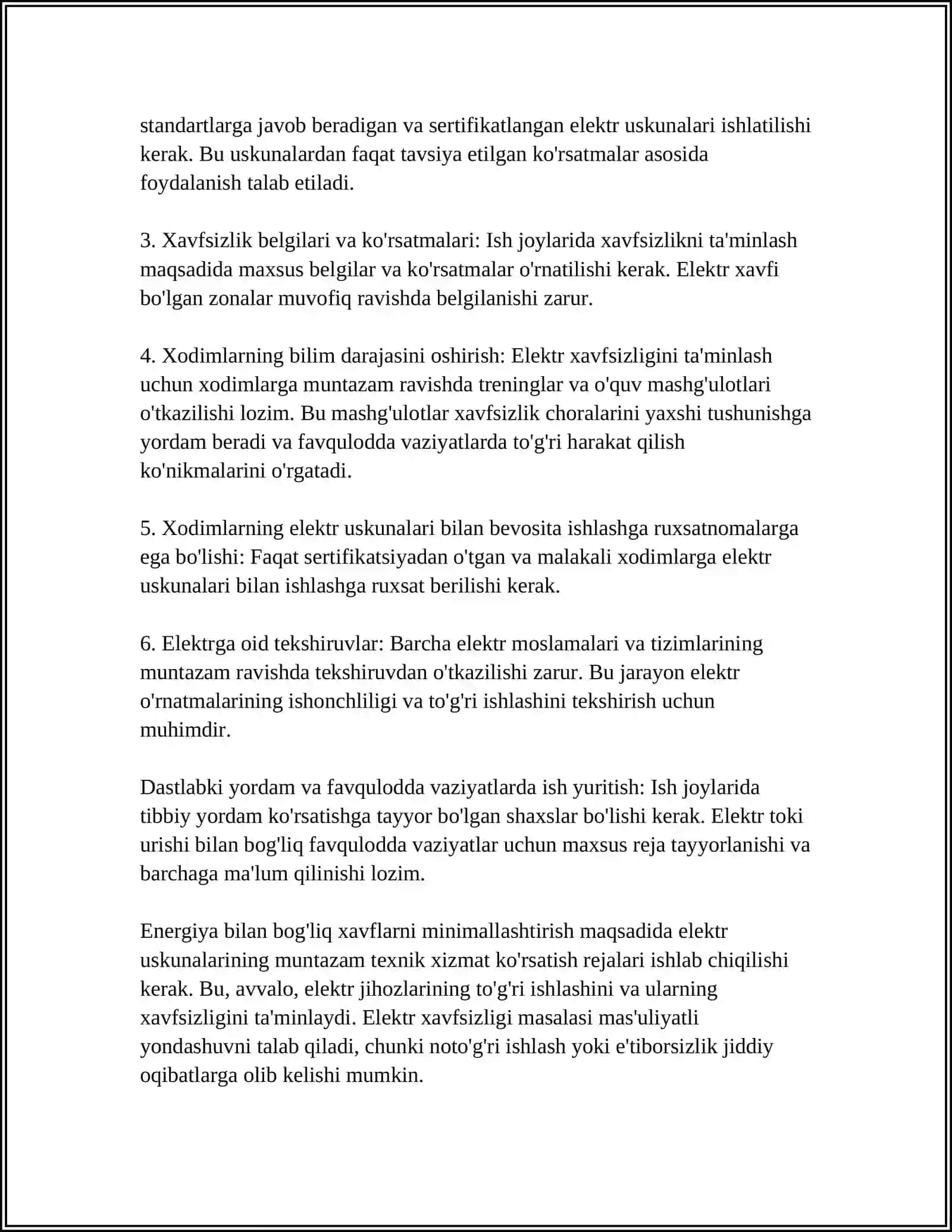 ISHLAB CHIQARISHDA ELEKTR XAVFSIZLIGINI TA'MINLASH 4