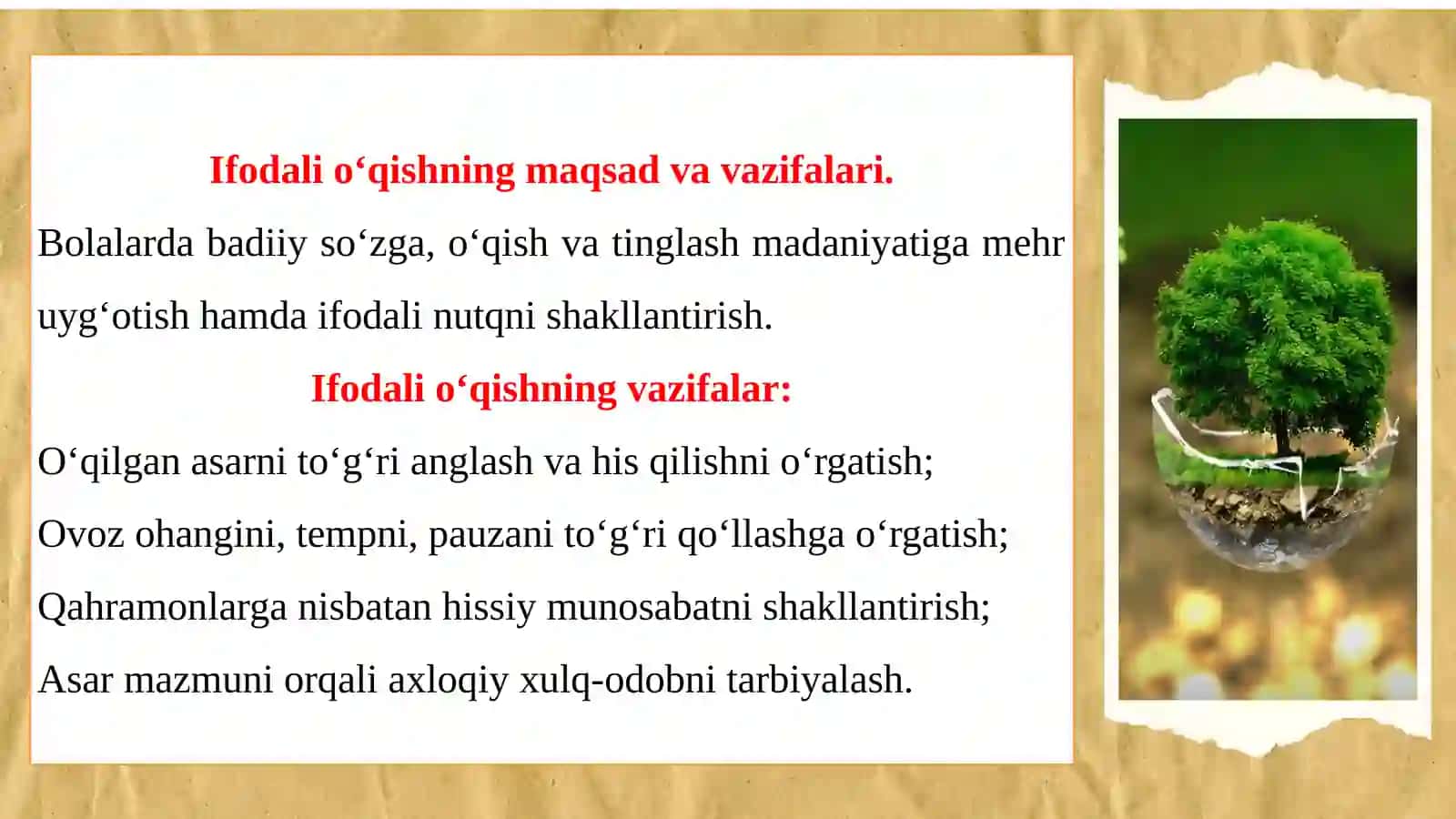 Maktabgacha ta’limda ifodali o’qishda ta’lim metodlari va ulardan foydalanish 4
