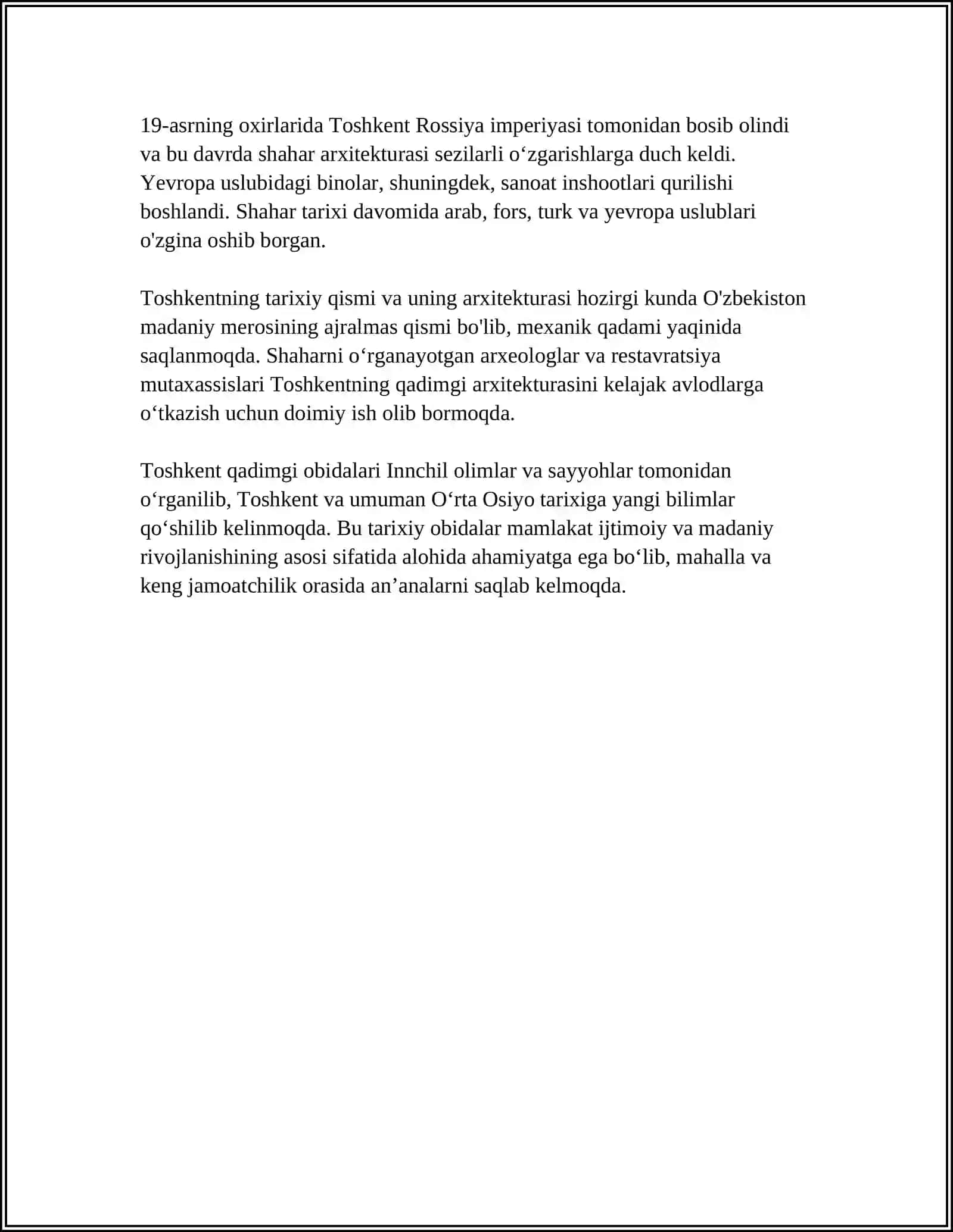TOSHKENT BEKLIGINING QADIMGI KOʻRINISHI 4