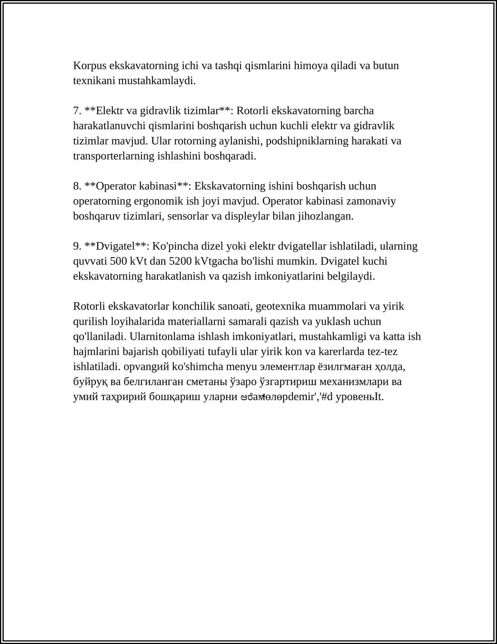 ROTORLI EKSKOVATORLAR TEXNOLOGIK XARAKTIRISTIKASI 4