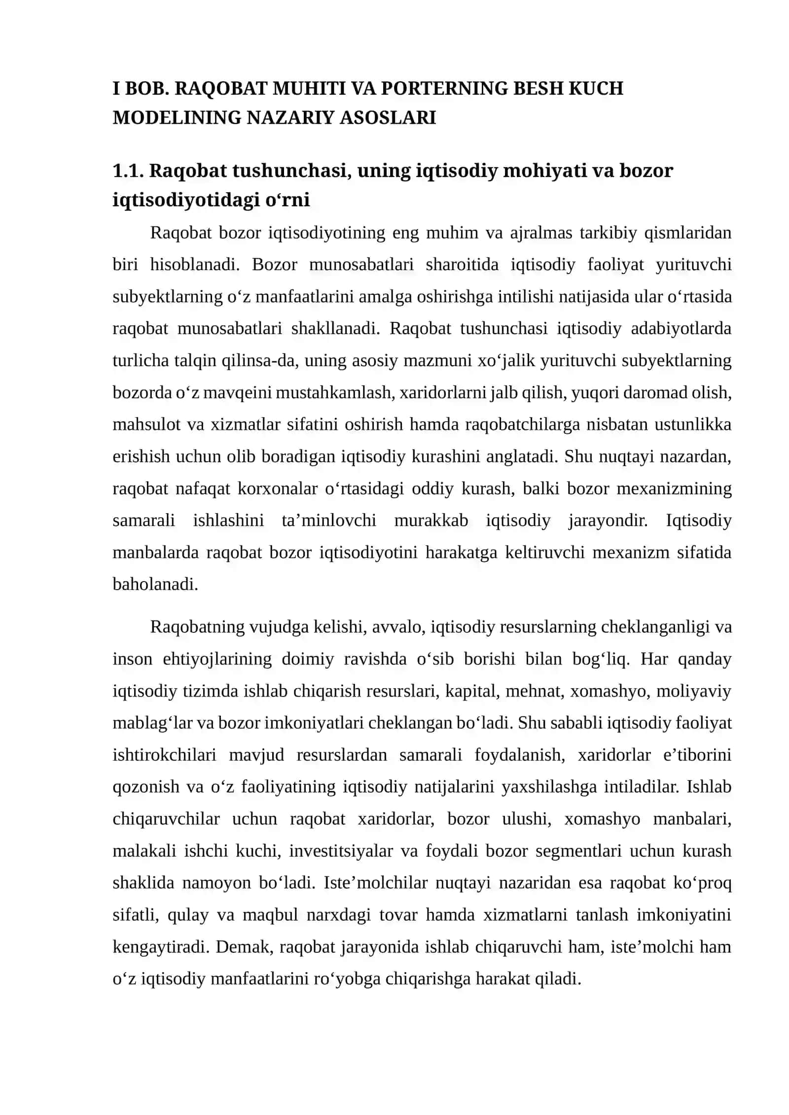 RAQOBATCHILIKNI TAHLIL QILISH — PORTERNING BESH KUCH MODELI 4