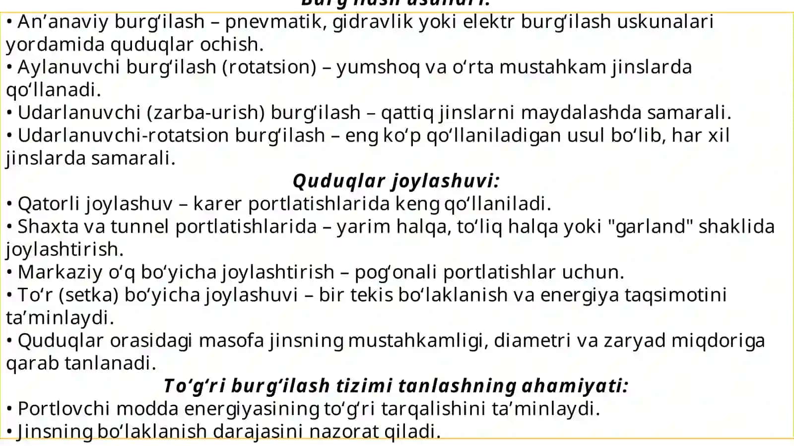 Burg‘ilash-portlatish ishlari va ularni loyihalash 4