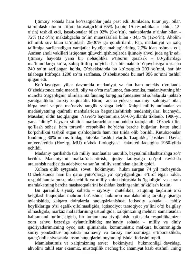 Mustaqillikka erishish arafasida O‘zbekistondagi ijtimoiy-siyosiy jarayonlar 4
