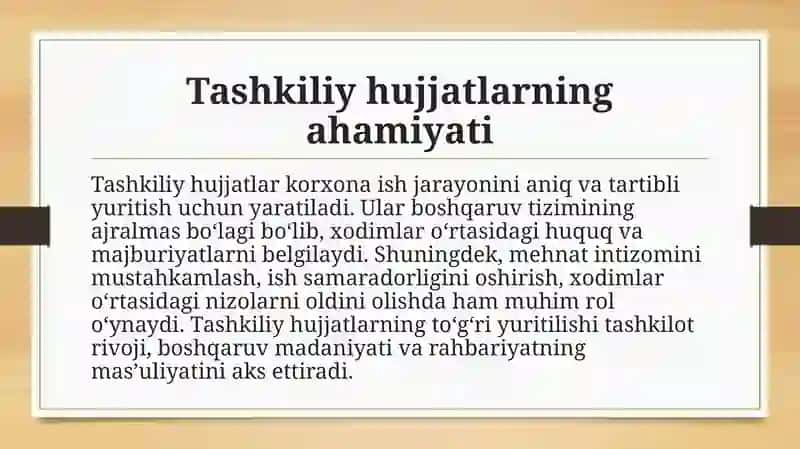 Tashkiliy hujjatlar Ta'tillar grafigi. Shartnoma, Mehnat bitimi 4