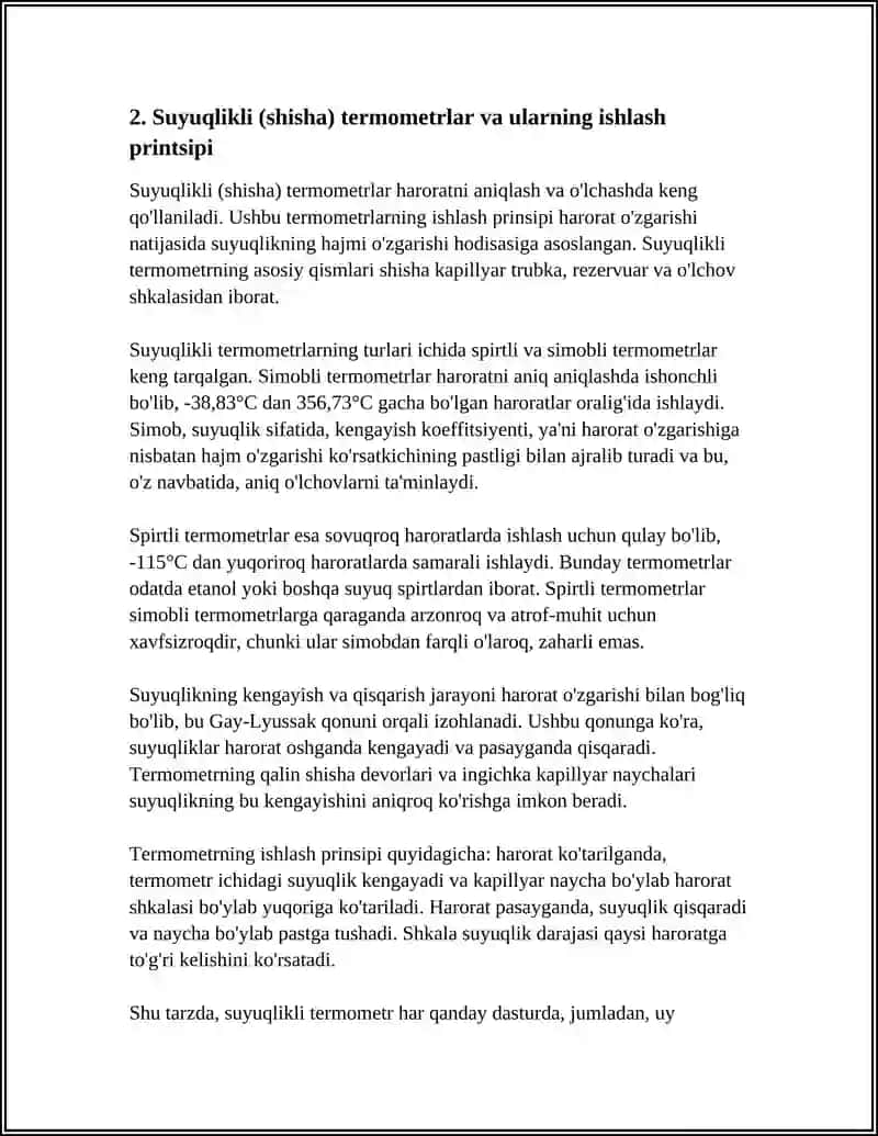 TERMOMETR VA TERMO OʻZGARTIRGICHLAR ULARNING ISHLASH PRINSPI 4