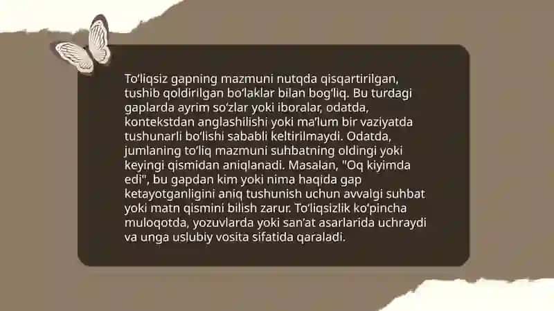 Toʻliq va Toʻliqsiz gaplar 4