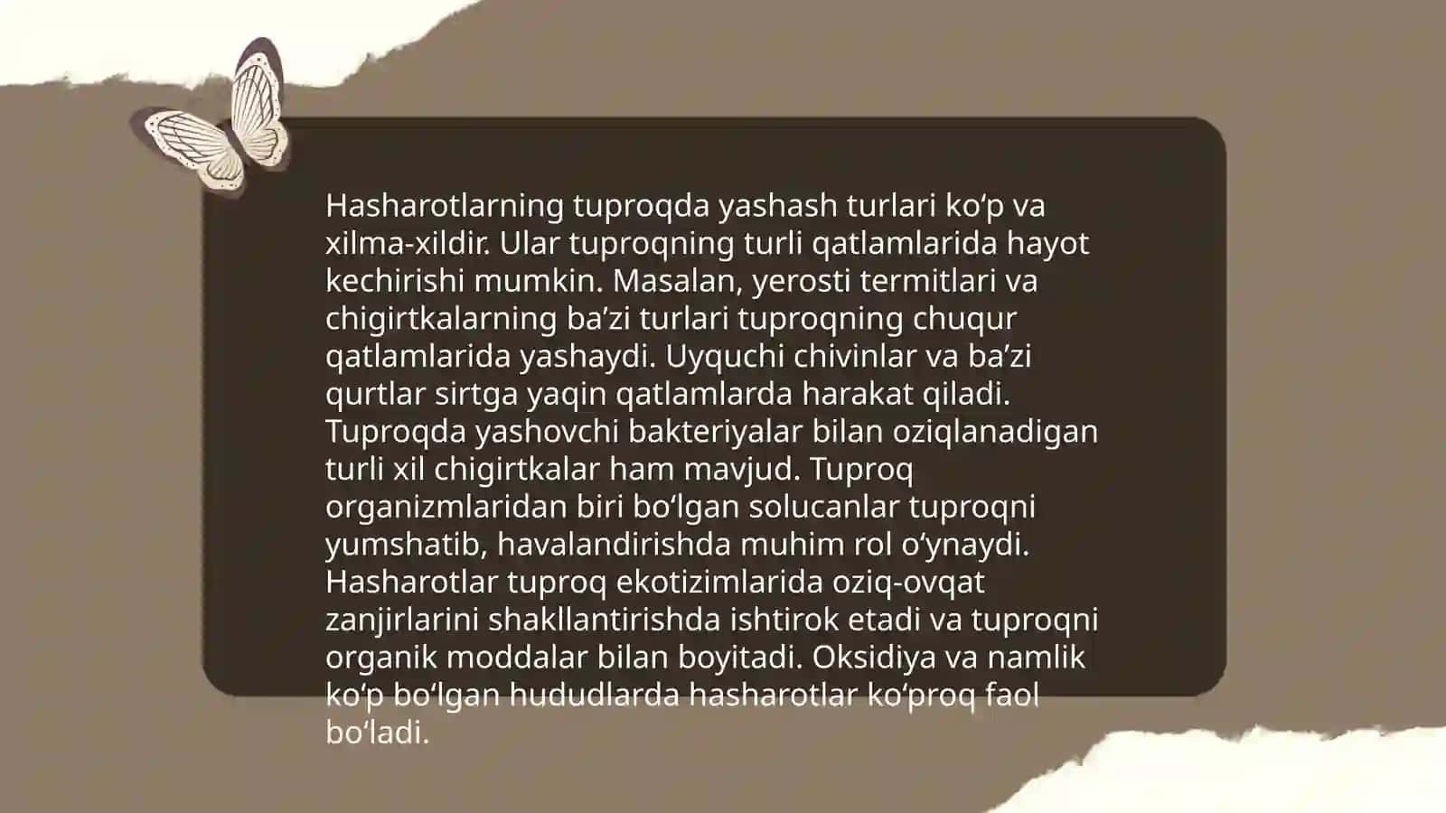 Hasharotlarning suvda hamda tuproq muhitida yashovchi turlari 4