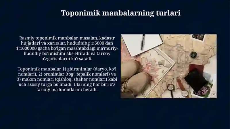 Oʻlka tarixiga oid Topografik vatoponimikmanbalar 4